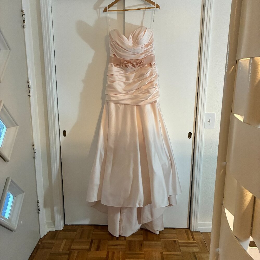 David's Bridal Light Pink Strapless Formal Dress Size 14